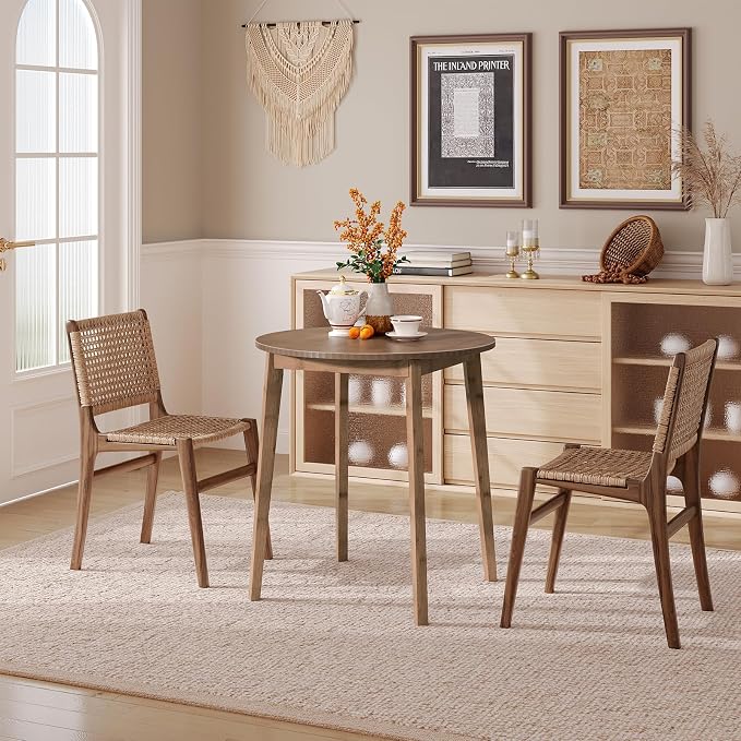 HOOBRO Bamboo Dining Table, Round Dining Table - Image 5