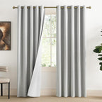 NICETOWN Grey Full Shade Linen Curtain Panels 84" Long, Pair of Energy Smart & by NICETOWN