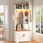 CSZZD Hall Tree with Bench and Shoe Storage, Entryway Bench with Coat Racks and - Image 8