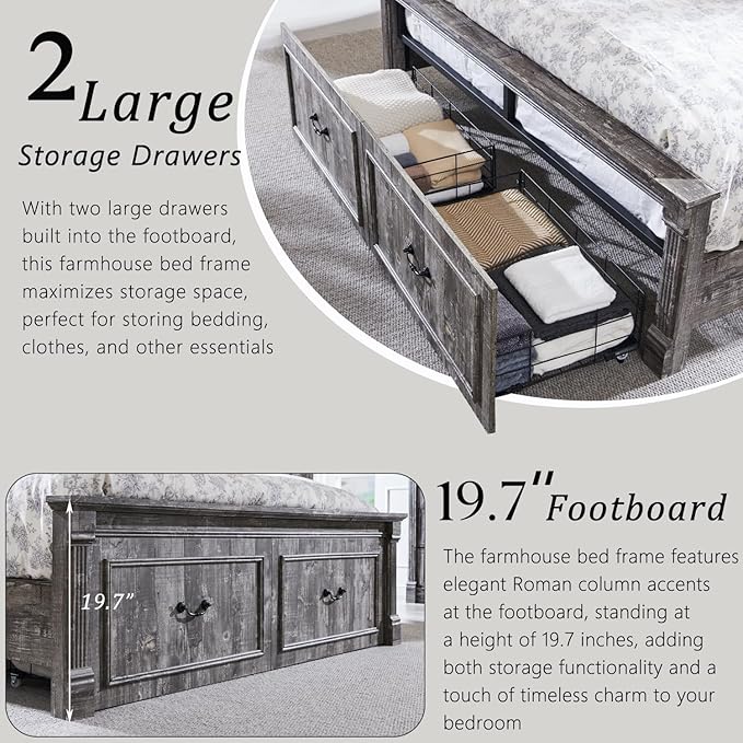 Aitjunz Farmhouse Queen Size Bed Frame - Image 5