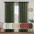 MIULEE Olive Green Linen Curtains 37x84 Inch Length by MIULEE
