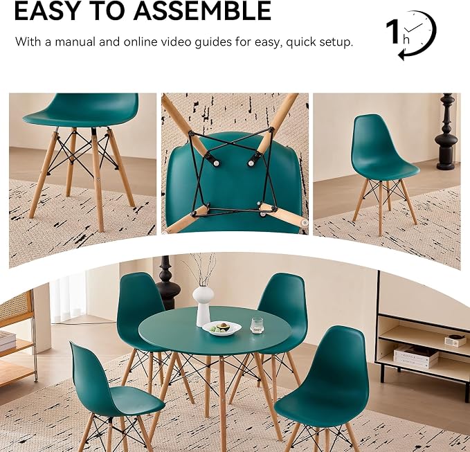 5-Piece Round Dining Table Set, Small 35.5" Kitchen Table Chairs Set of 4 Space - Image 7