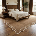 GarveeHome Scalloped Area Rugs 8x10 Large Brown Washable Living Room Rug | Soft - Image 2