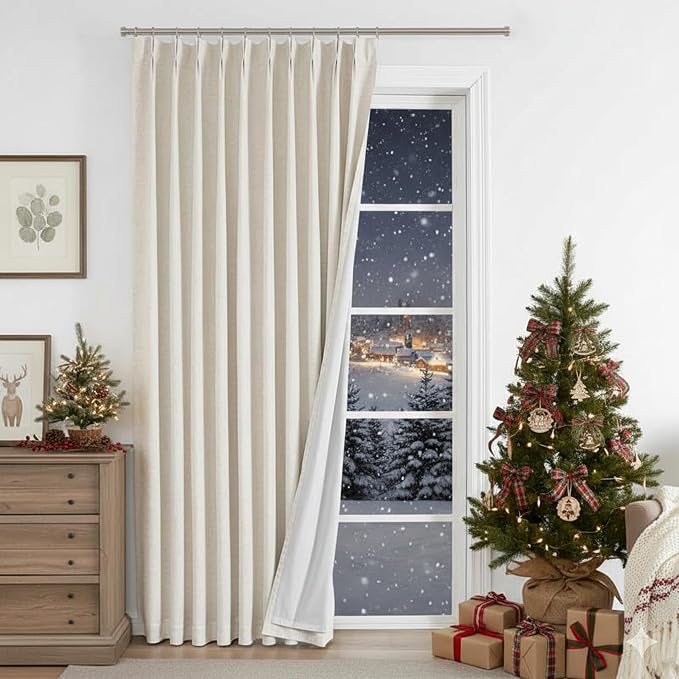 Vision Home Natural Pinch Pleated Full Blackout Curtains Linen Blended Room - Image 8
