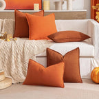 MIULEE Decorative Linen Pillow Covers 20x20 Inch Rust | Boho Farmhouse​ ​Fall - Image 7
