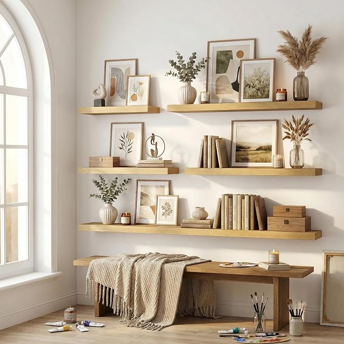 12 inch Deep Floating Shelves for Wall, 24 inch Wide Engineered Wood Wall - Image 7