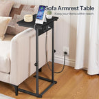 HOOBRO C-Shaped End Table with Charging Station, Adjustable Height Sofa Tray - Image 5