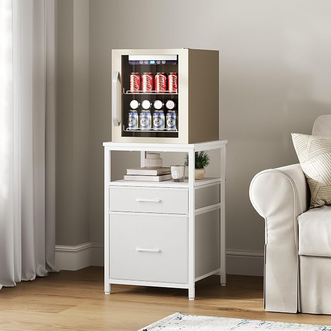 Herture Mini Fridge Stand with 3 Storage, Mini Fridge Cabinet, Beverage Fridge - Image 3