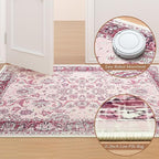 Area Rugs for Living Room, 4x6 Washable Rugs for Bedroom, Non-Slip Floral - Image 4