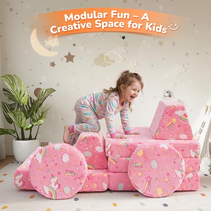 MeMoreCool Kids Sofa, 8-Piece Modular Play Couch - Image 8