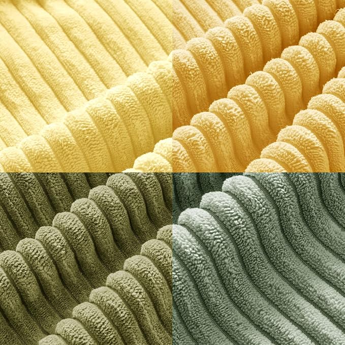 MIULEE Soft Corduroy Decorative Throw Pillow Covers Yellow Green 18x18 | Set of - Image 5