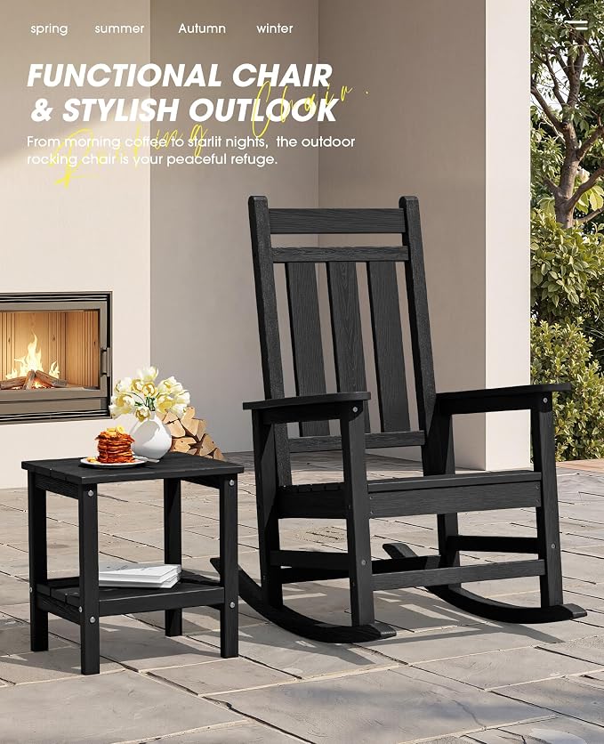 KINGYES Oversized Outdoor Rocking Chair Set of 4, All-Weather Patio Rocking - Image 4