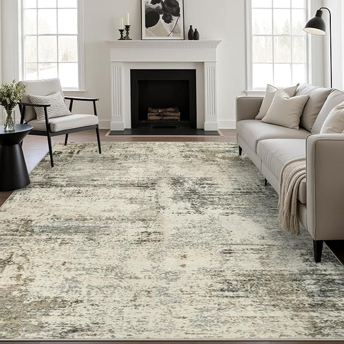 10x14 Area Rug Living Room: Modern Washable Soft Carpet Ash Brown | by FXRHLP