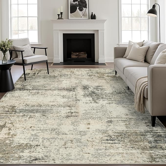 5x7 Area Rug Living Room: Modern Washable Soft Carpet Ash Brown | - Image 2