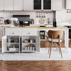 74.5 Inch Kitchen Island with Extendable Dining Table, Rolling Kitchen Island - Image 2