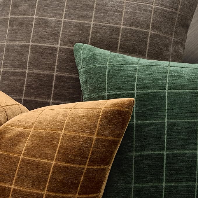 MIULEE Decorative Chenille Check Throw Pillow Covers Vintage Plaid Couch - Image 2