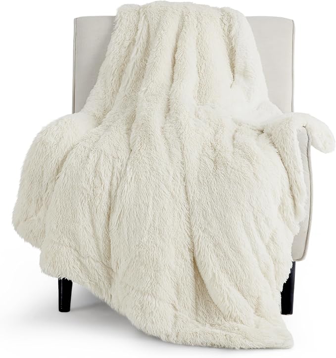 Bedsure GentleSoft Fuzzy Sherpa Faux Fur Twin Blanket Cream Cozy Gifts by Unknown