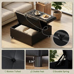 LINLUX Extra Large Leather Storage Ottoman, 35.5 Inch Large Square Lift Top - Image 5