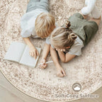 Round Rugs 6ft Washable Rug, Vintage Boho Medallion Rugs Non-Slip Soft Low Pile - Image 5