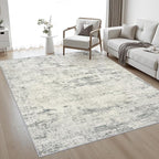 Area Rug Living Room: 4x6 Modern Washable Indoor Soft Carpet Gray | by FXRHLP