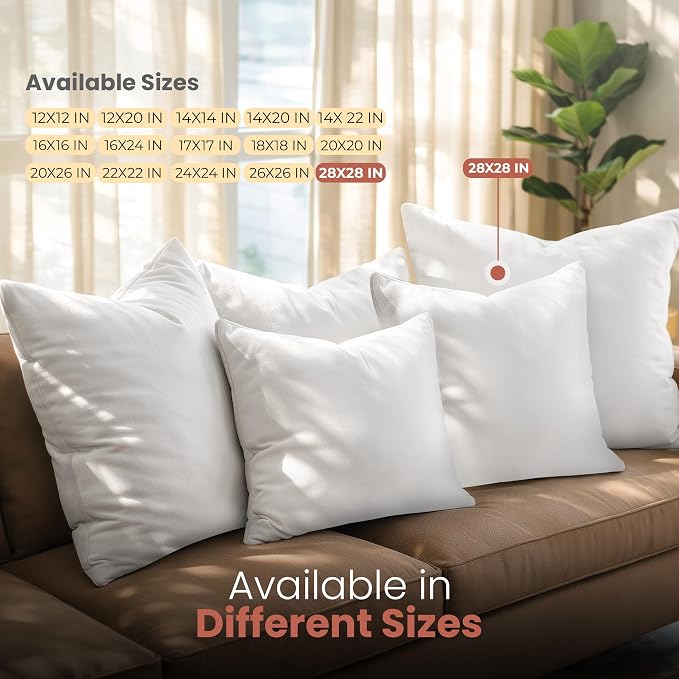 Utopia Bedding 28x28 Pillow Inserts, 2 Pack | Indoor cushion inserts - Image 6