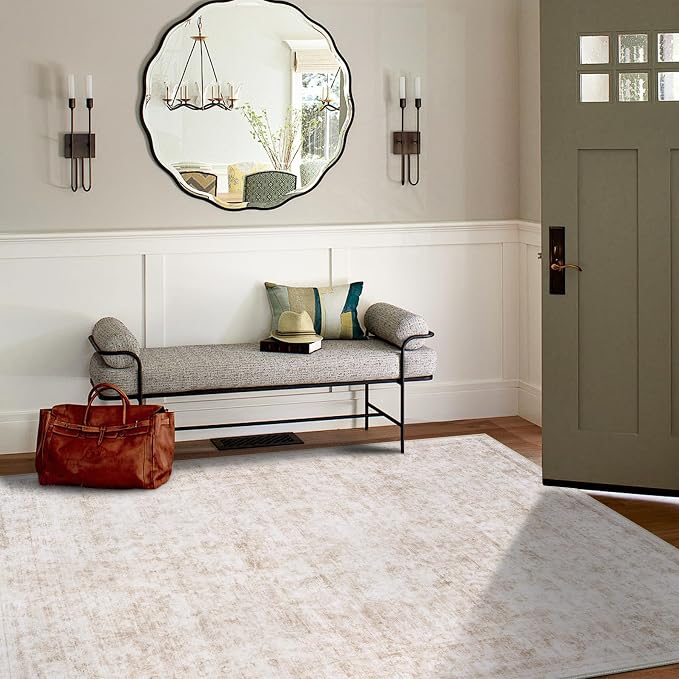 8x10 Area Rugs for Living Room Bedroom Dining Room Washable Beige White | Soft - Image 9