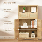 Iwell Storage Cabinet with 2 Drawers & Adjustable Shelves, Rattan Cabinet - Image 6