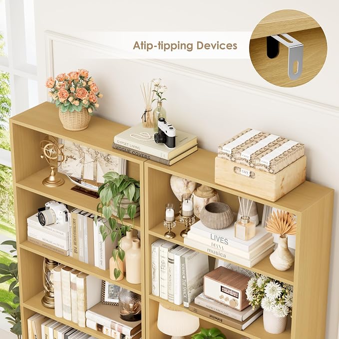 FOTOSOK 6-Tier Open Bookcase and Bookshelf Set of 2, Freestanding Display - Image 6