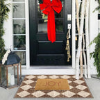 Front Door Rug - 2x3 Brown Beige Checkered Diamond Entry Rug | Non-Slip - Image 7
