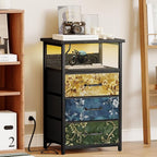 Fixwal Night Stand with Charging Station, LED Nightstand with U-S-B Ports and - Image 6