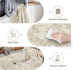 Soalmost 10x14 Area Rugs for Living Room Washable Rug Abstract Beige/Gray | - Image 5