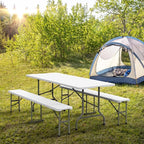 VINGLI Picnic Table Set with 2 Benches, 6 Feet Camping Table Chair Set - Image 6