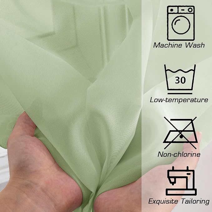 Sheer Curtains 63 inch Length 2 Panels Set, Rod Pocket Voile Fimly Sheer Drapes - Image 3