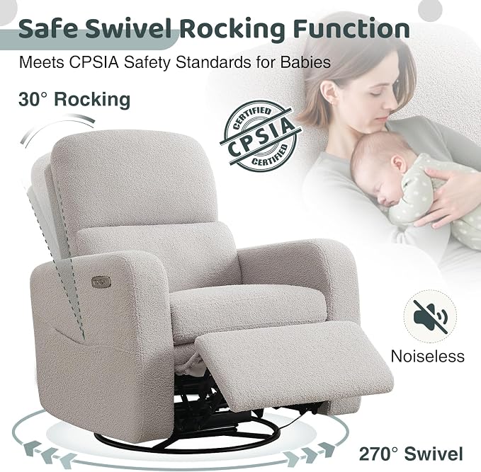 Swivel Rocker Recliner, Power Recliner Glider - Image 3