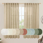 Faux Linen Curtains 63 inches Long by LAMIT