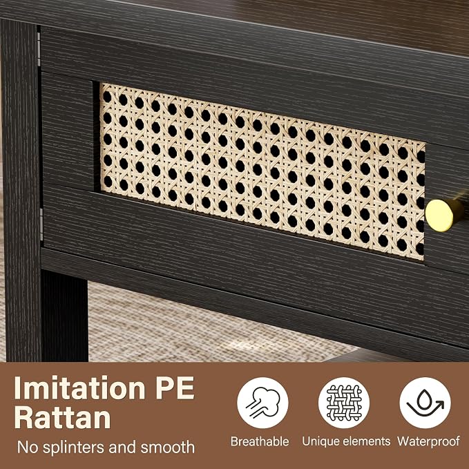LVB Rattan Coffee Table, Boho Wood Living Room Table - Image 4