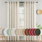 MIULEE Cream Linen Curtains 52x84 Inch 2 Panels by MIULEE