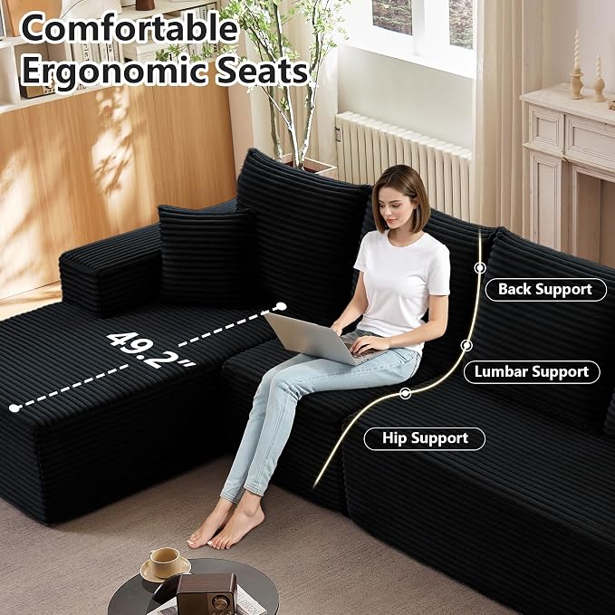135” Cloud Sectional Couch, Boneless Sofa - Image 5