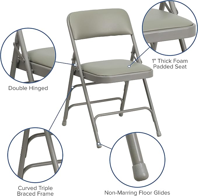 Flash Furniture 2 Pack HERCULES Series Curved Triple Braced & Double Hinged - Image 5