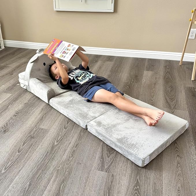 Kids Sofa Bed with Removable Washable Cover & Magic-Tape Backrest – Foldable - Image 2