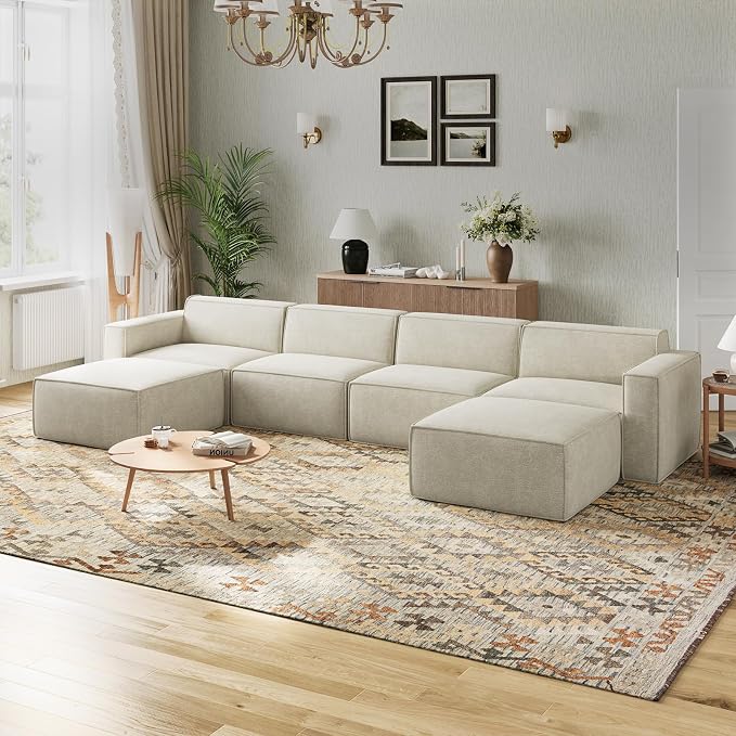 Novilla 151.2" Modular Sectional Sofa, No Assembly Cloud Sectional Couch by Novilla