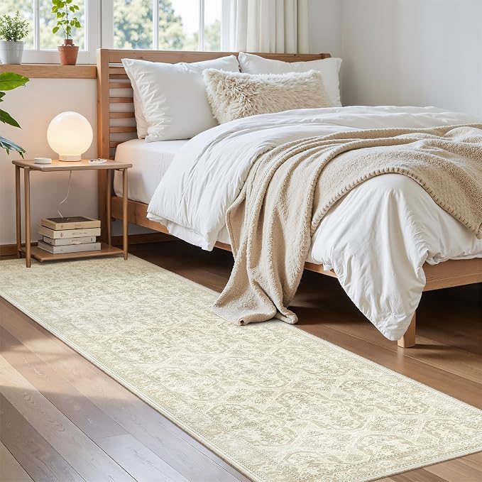 Soalmost Runner Rug 2x8 Washable Hallway Kitchen Runners Beige/Brown | Non-Slip - Image 3