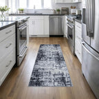 2x6 Washable Runner Rug：Modern Abstract Soft Carpet Dark Black | by FXRHLP