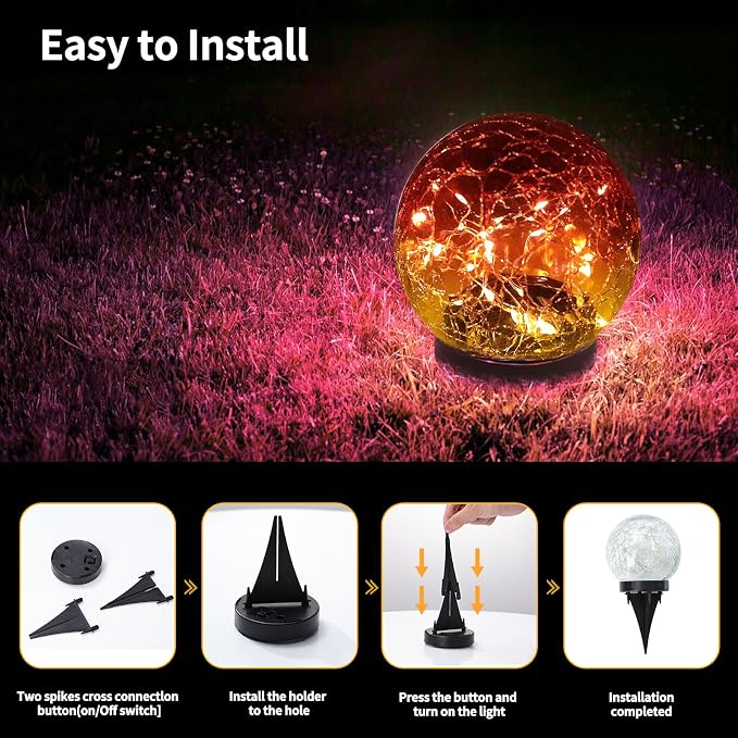 JKIMK Solar Globe Lights Outdoor Waterproof-Solar Balls - Image 4