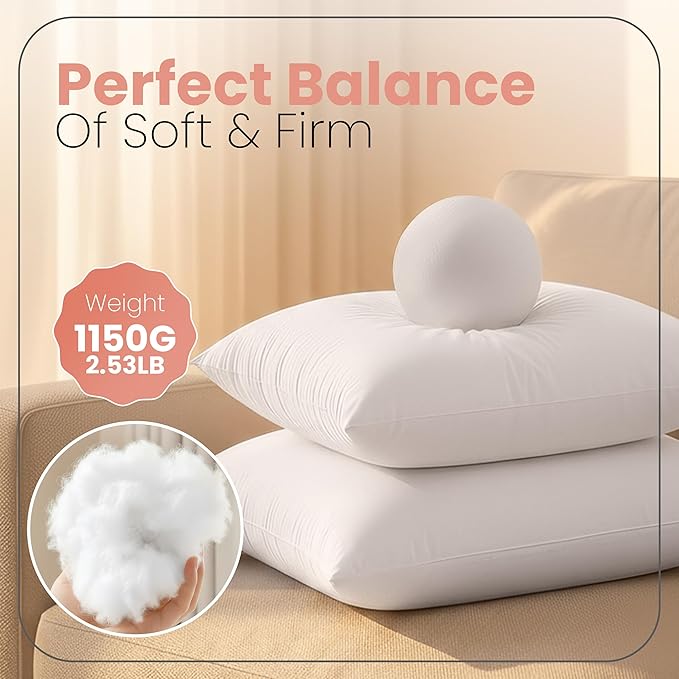 Utopia Bedding 28x28 Pillow Inserts, 2 Pack | Indoor cushion inserts - Image 2