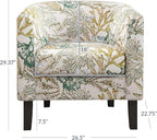 BELLEZE Living Room Chairs Set of 2, Linen Round Accent Barrel Chairs, Club Tub - Image 3
