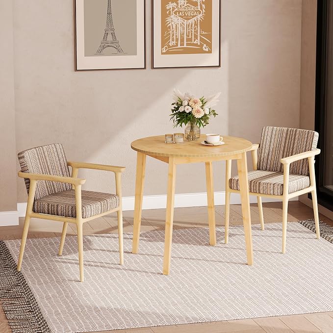HOOBRO Bamboo Dining Table, Round Dining Table - Image 8