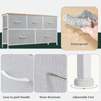 5-Drawer Dresser for Bedroom, Anti-Tip Wide Storage Organizer Fabric Chest of - Image 7