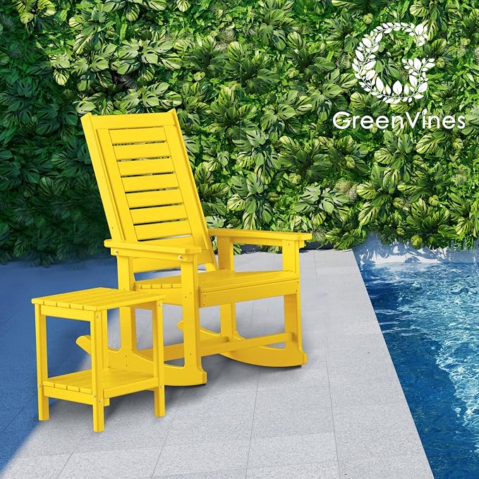 GREENVINES Outdoor Rocking Chairs | Set of 4 | Porch Rocker | HDPE Plastic | - Image 6