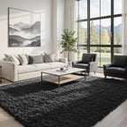 9x12 Fluffy Shag Area Rugs for Living Room Bedroom: Soft Plush Carpet Black | - Image 2